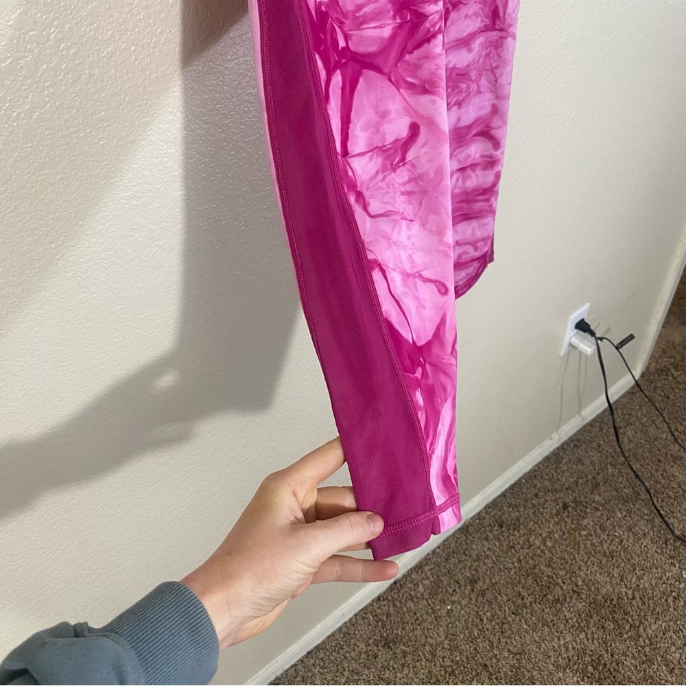 Zyia Pink Tie Dye Mesh Hendrix Light N Tight Capri Leggings Fuchsia Yoga 8-10 - Picture 6 of 8